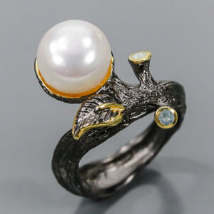 Fashion women jewelry Pearl Ring Silver 925 Sterling  Size 7.5 /R218054