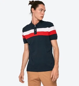 Tommy Hilfiger Mens Chest Stripe Details Short Sleeve Navy Polo Shirt Size Small - Bild 1 von 7
