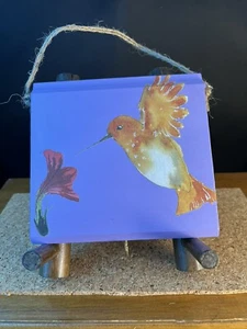 Wood Hummingbird Plaque With Hook 6x6 Inches Wall Decor - Picture 1 of 9