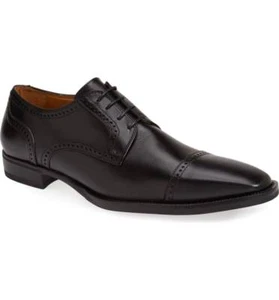 John W. Nordstrom Fabriano Cap Toe Derby Black Leather Shoe Size 10.5 M $225 - Picture 1 of 11