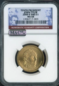 2009-P John Tyler Dollar NGC MS68 SMS - 10th U.S President - Picture 1 of 2