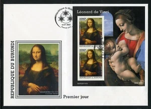BURUNDI 2022 LEONARDO da VINCI MONA LISA SOUVENIR SHEET FIRST DAY COVER - Picture 1 of 1