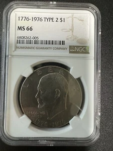 1776-1976 $1 tipo 2 dollaro Eisenhower NGC MS66 - Foto 1 di 2