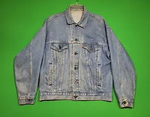 Vintage 80s 90s Levis Medium? Denim Blue Jean Trucker Mens Jacket Made USA - Picture 1 of 18