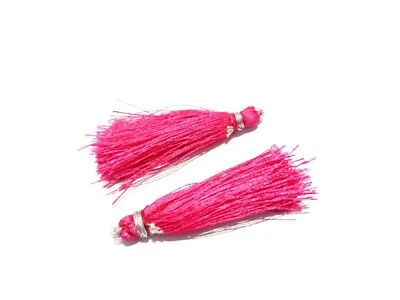 25 Pair Pink Colour Silk Thread Tassel Jewellery Making 2"inch Pink Tassel - Image 1 of 4