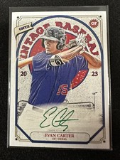 EVAN CARTER 2023 ONYX VINTAGE BASEBALL ON CARD AUTO GREEN INK /50