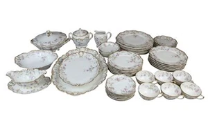 51 PIEZAS HAVILAND LIMOGES FRANCIA DOBLE ORO SCHLEIGER 659A SERVICIO PARA 6 Y SERVICIO - Imagen 1 de 11