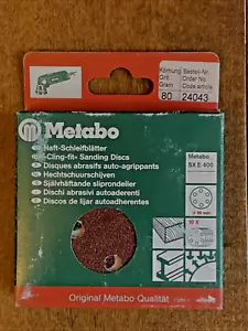 METABO 80 Grit 3-1/8” 80mm dia. 6 Hole Sanding Disc 10pc SXE400 Made In Germany - Picture 1 of 2