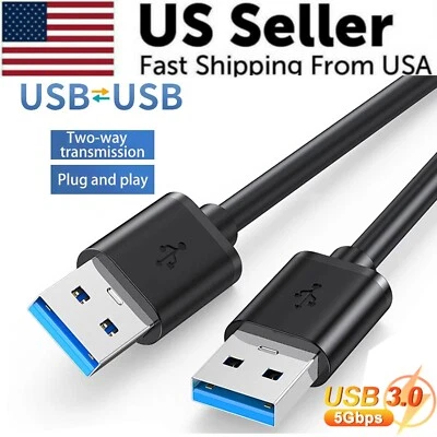 USB 3.0 A Male to A Male Cable Data Transfer Super Speed Power Charger Metal 6FT - Image 1 of 4