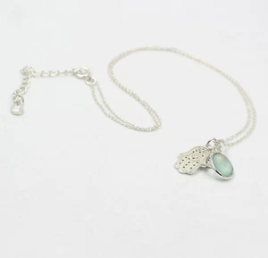 Collana con zirconi calcedonio tondo a scacchi gioielli in argento sterling 9... - Foto 1 di 8