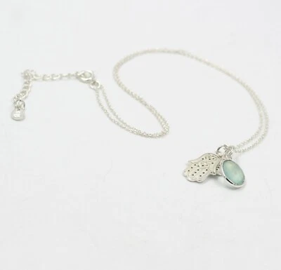 Collana con zirconi calcedonio tondo a scacchi gioielli in argento sterling 9... - Immagine 1 di 4