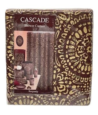 Cortina de Ducha Cascada Popular Baño 72x72" Medallones Borgoña Oro Transicional Foto 1 de 4