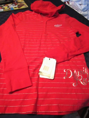 NWT NHL DETROIT RED WINGS WOMENS L/S HOODED HENLEY SHIRT WOMENS MEDIUM - Image 1 of 4