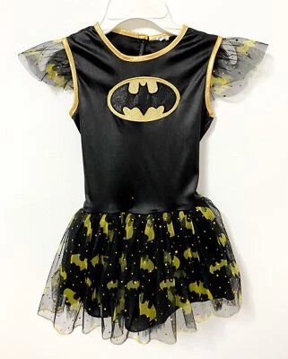 Girls Batgirl Bat Girl Black Gold Tutu Halloween Costume Size 4/5 - Image 1 of 4
