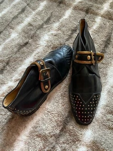 Botas Mauri Cuero Negro Oro Hebilla Cinturón Tachona Talla 8 - Imagen 1 de 12