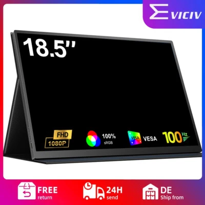 100HZ Portable Monitor, 18,5 Zoll Tragbarer Mobiler IPS Bildschirm FHD 1920*1080 - Bild 1 von 4