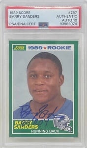 Barry Sanders signierte 1989 Score Detroit Lions NFL Rookie Karte mit ROY PSA Autogramm 10 - Bild 1 von 2