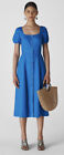 NWT Whistles Remi Linen Shirt dress Blue Midi  Dress Sz UK 4 Sz US 0 MSRP $319