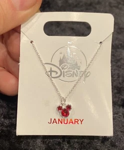 Disney Parks Birthstone Mickey Mouse Icon Necklace Birthday Birth January Silver - Picture 1 of 4