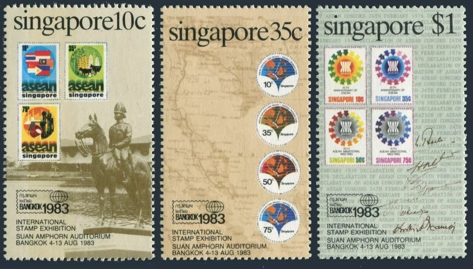 Singapore 423-425,MNH.Michel 429-431. BANGKOK-1983.Map,Horseman,Cattle. - Image 1 of 1