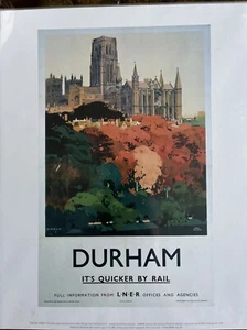 Durham It’s Quicker By Rail LNER 28x35cm Stampa artistica di poster ferroviari vintage - Foto 1 di 1