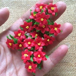 6 Christmas Decor,Clay Dollhouse Miniature Poinsettia Flowers,Christmas Plants#3 - Picture 1 of 5