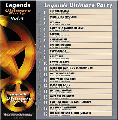 50'-60's Karaoke Party top request Hits. Legends Party CDG Vol 4- New with list - Image 1 of 3