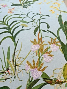 RAOUL TEXTILES "CALYPSO/Robin's Egg" Lg Escala Floral Lino-ORIGINAL-8,5 YARDAS - Imagen 1 de 17