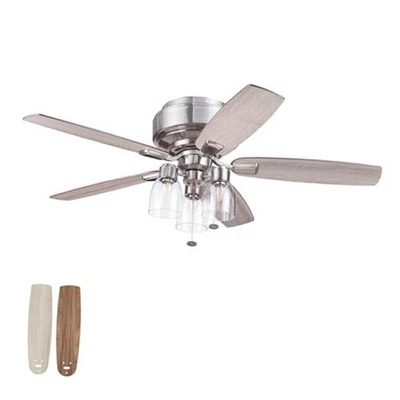  Magonia, 52 inch Farmhouse Style, Flush Mount LED Ceiling Fan Brushed Nickel - Image 1 of 4