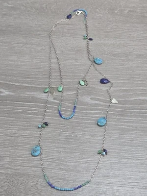 Collar Largo Silpada Plata Esterlina Turquesa Lapislázuli TIERRA Y CIELO 48" N2855 Foto 1 de 4