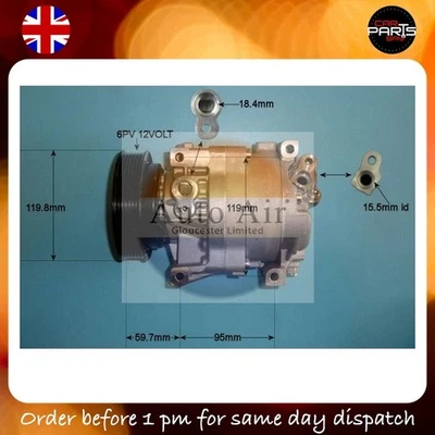 COMPRESSOR FOR ALFA ROMEO 145 146 1.4 I.E. 16V T.SPARK 1.6 1.8 1.9 JTD A/C PUMP - Image 1 of 4