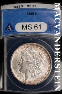 1889 Morgan Dollar - ANACS MS 61 - Brilliant Uncirculated Lustrous #SLH691 - Picture 1 of 2