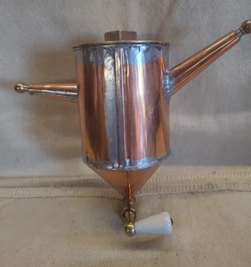 Vintage Kupfer & Messing Destillierdestille Reservoir mit Porzellanventil, Wandhalterung - Bild 1 von 8