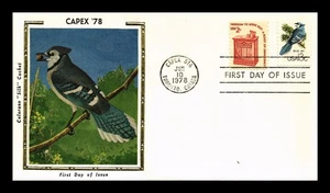 US COVER BLUE JAY CAPEX 78 WILDLIFE FDC COMBO COLORANO SILK CACHET - Picture 1 of 2