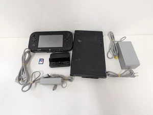 Z518 Nintendo Wii U Black set 32GB Console  JAPANESE VER. WUP-101 USED SET - Picture 1 of 16