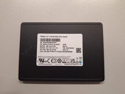 SAMSUNG PM9A3 3.84TB SSD 2.5" U.2 NVME PCIE Gen 4 MZ-QL33T80 MZQL23T8HCLS-00A07 - Image 1 of 3