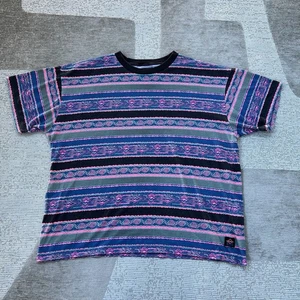 Billabong Realm T-Shirt Mens XL Dayglow Astro-Brite Striped Surfer Skater Grunge - Picture 1 of 7