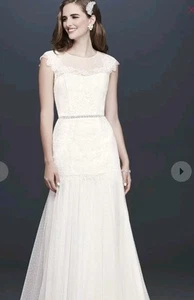 Davids Bridal WG3923 Wedding Dress Ivory Sz 12 NWT💜🧡💛💙💚❤️ - Picture 1 of 11