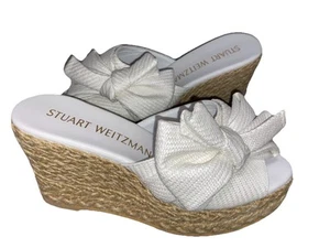Stuart Weitzman Loveknot Espadrille Wedge Slide Raffia Women’s Size 9/EU 39.5 - Picture 1 of 10