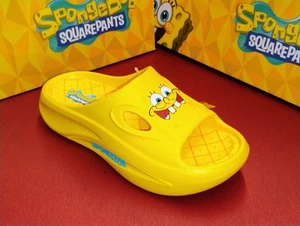 SpongeBob SquarePants Men’s # 8 Slides Ground Up Slip On Sandals Yellow Pool - Picture 1 of 13