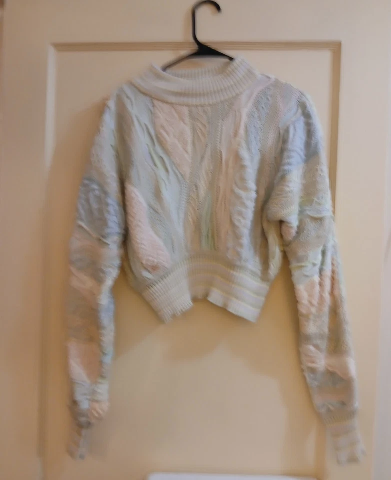 Vintage RARE 1980s COOGI Australia Women/Teen Pastel 3D Knit Crop Sweater Sz S - Image 1 of 4