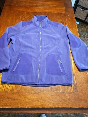 Green Tea Full Zip Jacket Purple Micro Fleece S XXL nylon shoulders elbows(A918) - Image 1 of 4