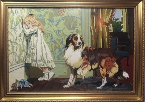 Arazzo incorniciato di un pleader speciale Charles Burton barbiere 73x52 cm cane collie - Foto 1 di 24