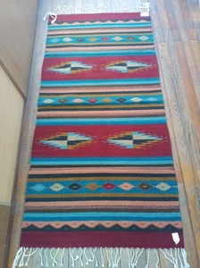 Zapotec Tappeto di lana intrecciato a mano; 30"x60"; ZAP9-3-13 - Foto 1 di 2