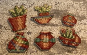 Vintage Southwestern Needlepoint Refrig Magnets Handmade Beautiful Work - Picture 1 of 9