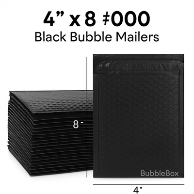 4x8 #000 Black Poly Bubble Mailers Self-Seal Padded Envelopes Small Ship - Image 1 of 4