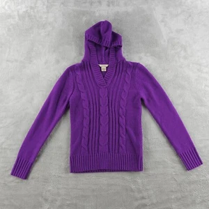 Arizona Hooded Sweater Girls Large Purple Long Sleeve Knit Pullover Cozy - Picture 1 of 10