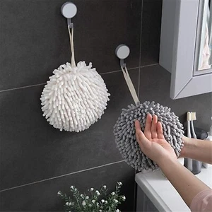 Chenille Soft Hand Towel 2 Pack/Fluffy Microfiber Decorative Ball Towel - Picture 1 of 11