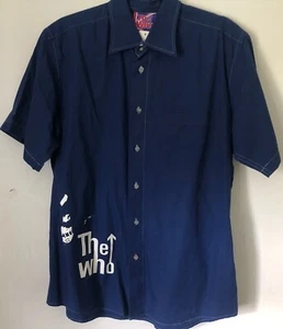 The Who vintage blue Collared Dress Shirt Dragonfly Large - Picture 1 of 3