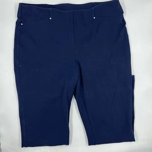 Rafaella Womens Comfort Pants Size 16 Navy Blue Stretch Elastic Waist Casual - Picture 1 of 8